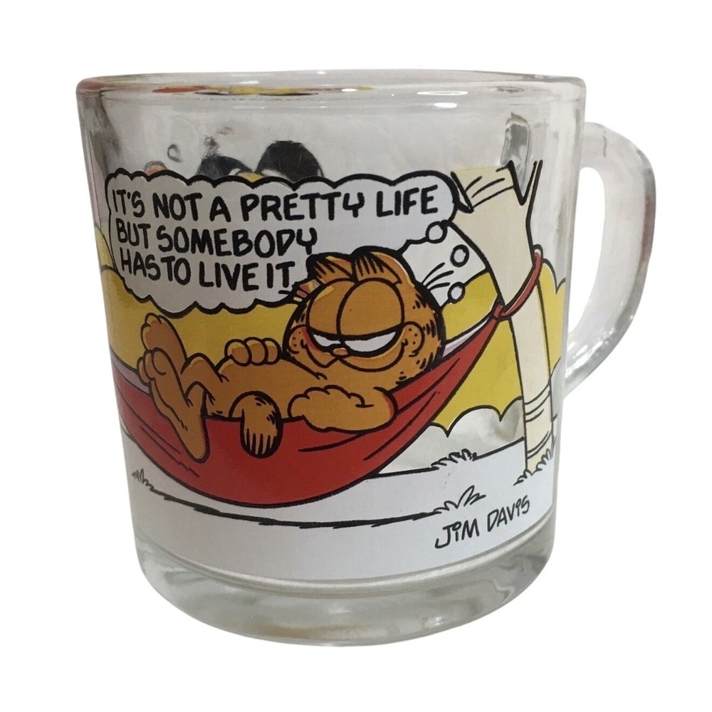 Vintage 1978‎ McDonald Jim Davis Garfield Odie Comic Glass Mug Anchor Hocking
